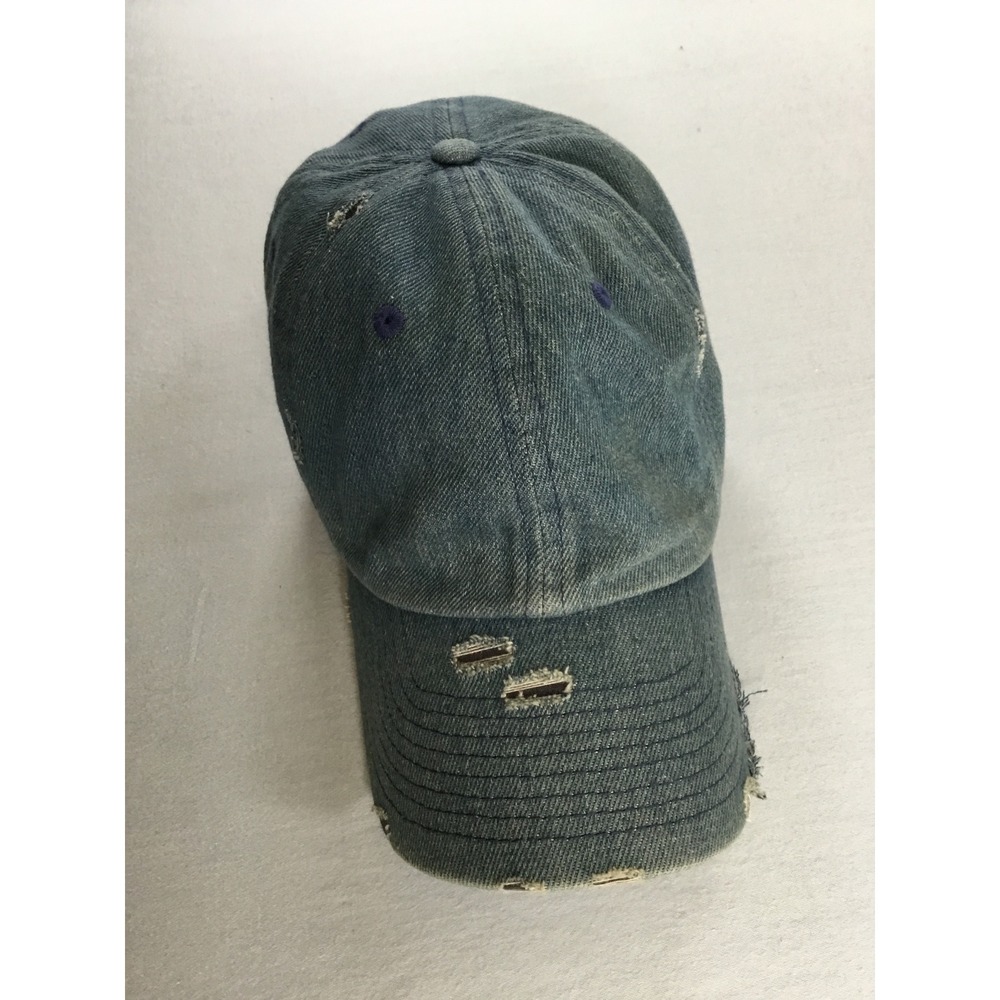 Streetwear Vintage Kbethos Distressed Denim Baseball Cap Y2K Blue Adjustable